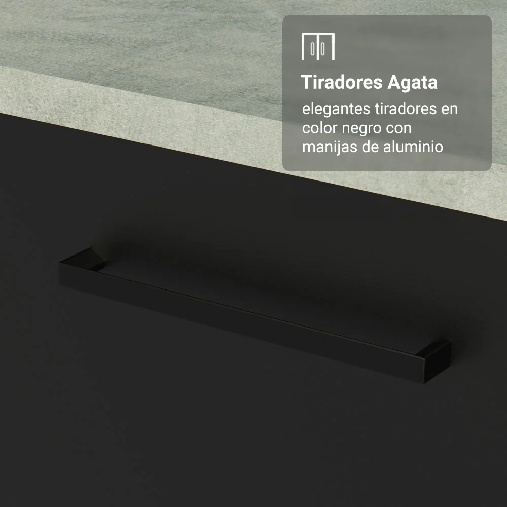 Alacena 100 cm 1 Puerta Rebatible Blanco/Negro Agata Madesa - Image 6