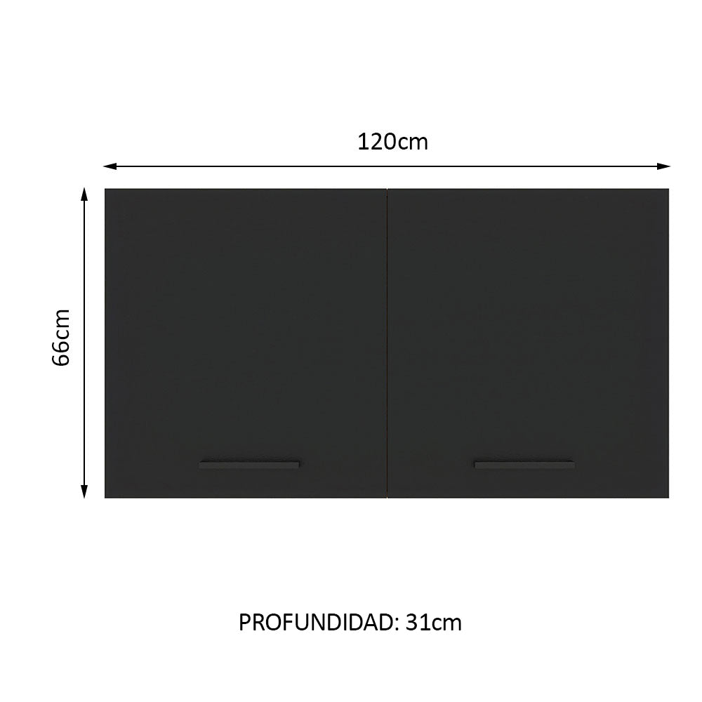 Alacena 120 cm 2 Puertas Agata Blanco/Negro - Image 2