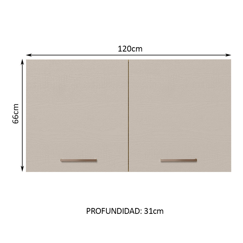 Alacena 120 cm 2 Puertas Agata Marrón/Crema - Image 2
