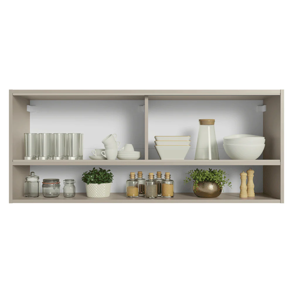 Alacena para Cocina 120 cm 2 Puertas Corredizas de Vidrio Reflectivo 1 Nicho Nice Crema - Image 5