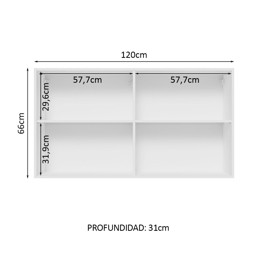 Alacena 120 cm 2 Puertas Lux Blanco/Negro - Image 3