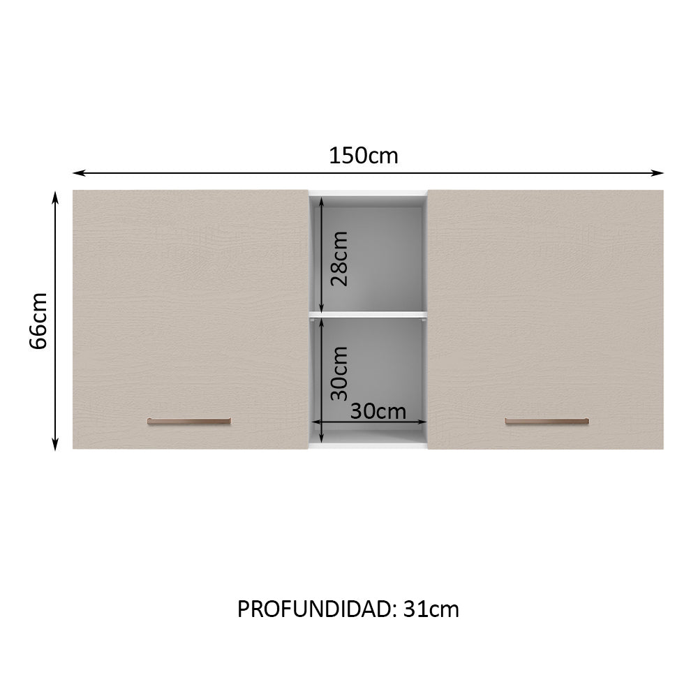 Alacena 150 cm 2 Puertas 2 Nichos Agata Blanco/Crema - Image 2