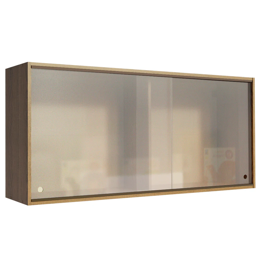 Alacena 2 Puertas Correderas de Vidrio Emilly Marrón