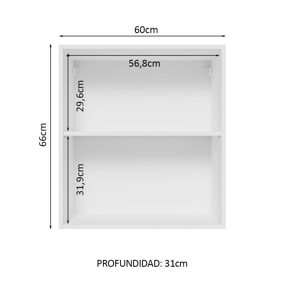 Alacena 60 cm 1 Puerta Glamy Blanco/Marrón - Image 3