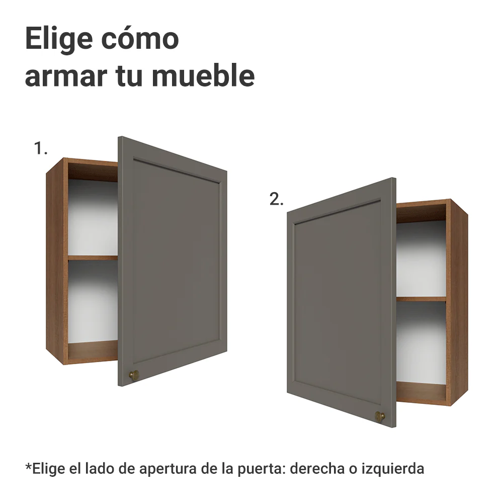 Alacena 60 cm 1 Puerta Marrón/Gris Vik Madesa - Image 4
