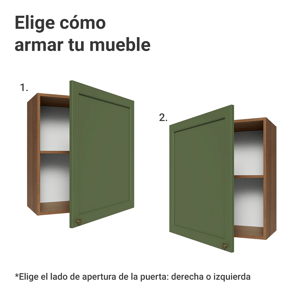 Alacena 60 cm 1 Puerta Marrón/verde Vik Madesa - Image 4