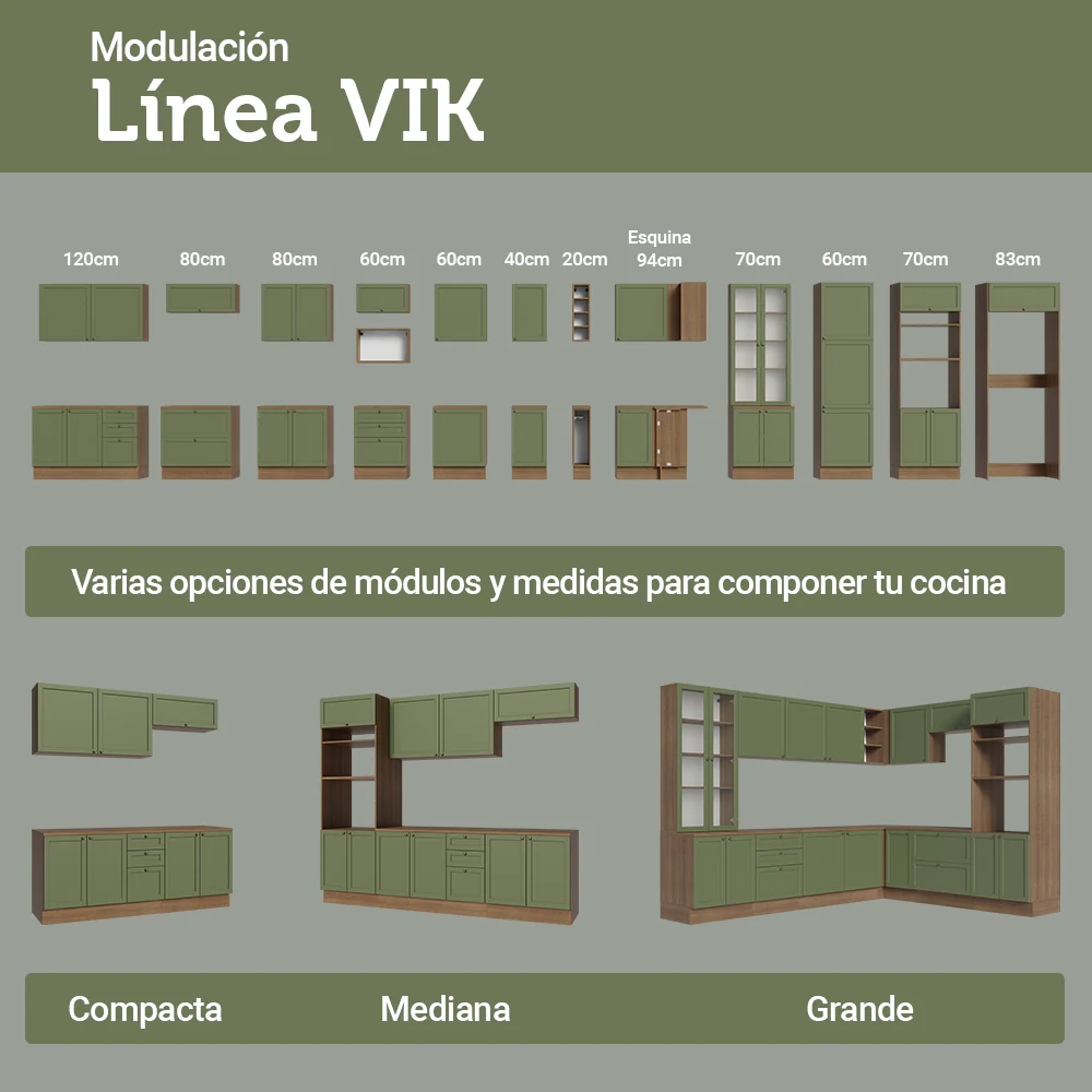 Alacena 60 cm 1 Puerta Marrón/verde Vik Madesa - Image 9