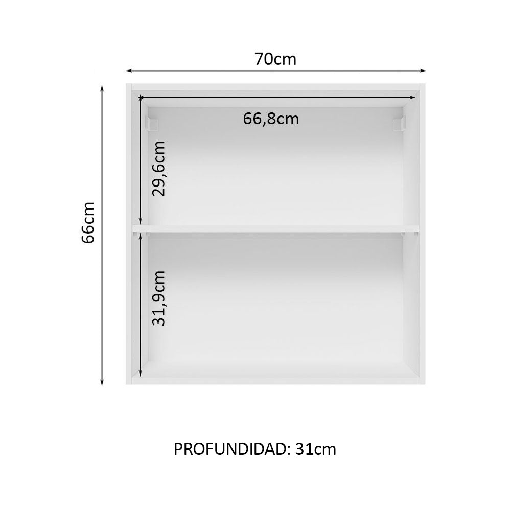 Alacena 70 cm 2 Puertas Glamy Blanco/Marrón - Image 3
