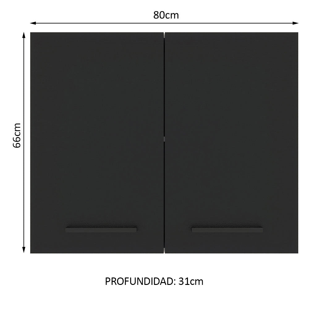 Alacena 80 cm 2 Puertas Agata Blanco/Negro - Image 2