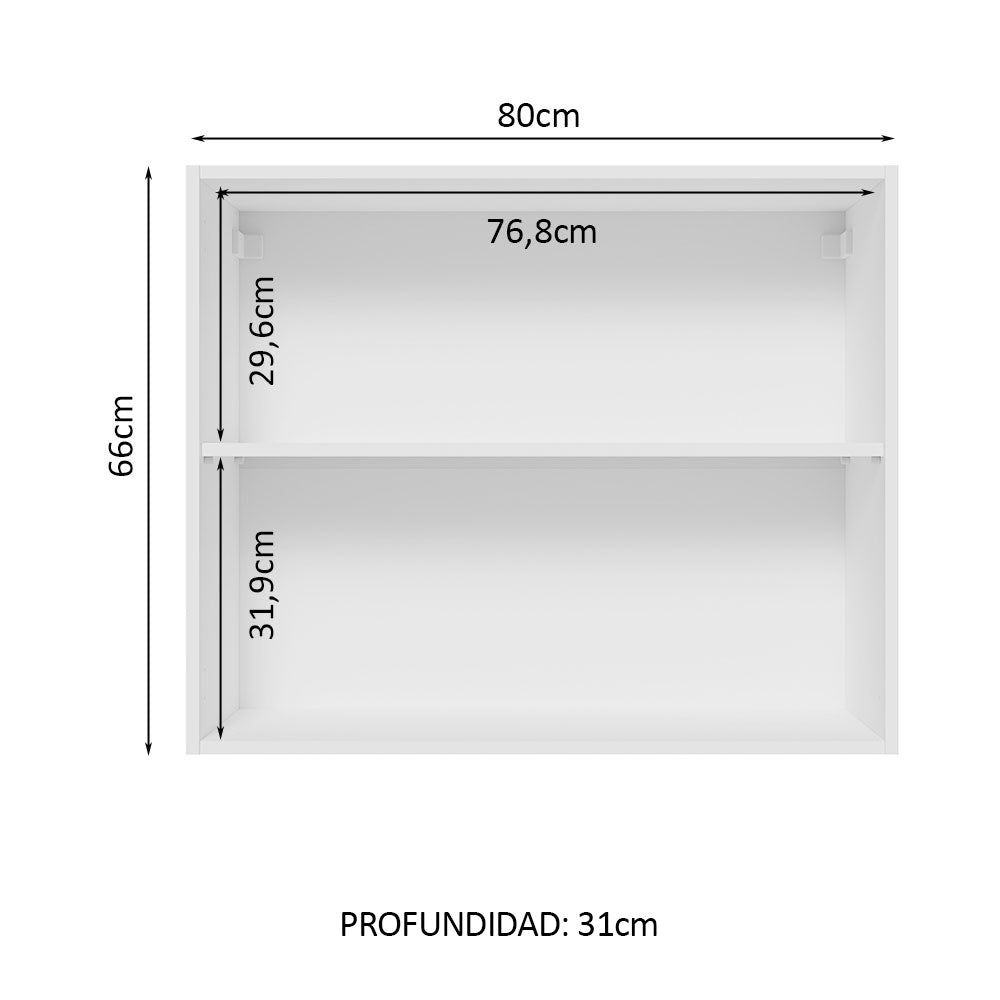Alacena 80 cm 2 Puertas Glamy Blanco/Marrón - Image 3