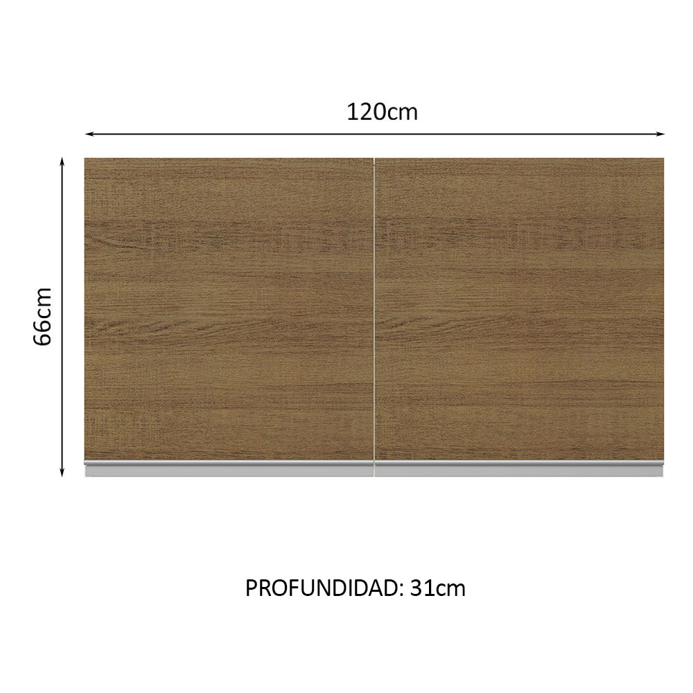 Alacena Cocina 100% MDF 120 cm 2 Puertas Blanco/Marrón Acordes Madesa - Image 2