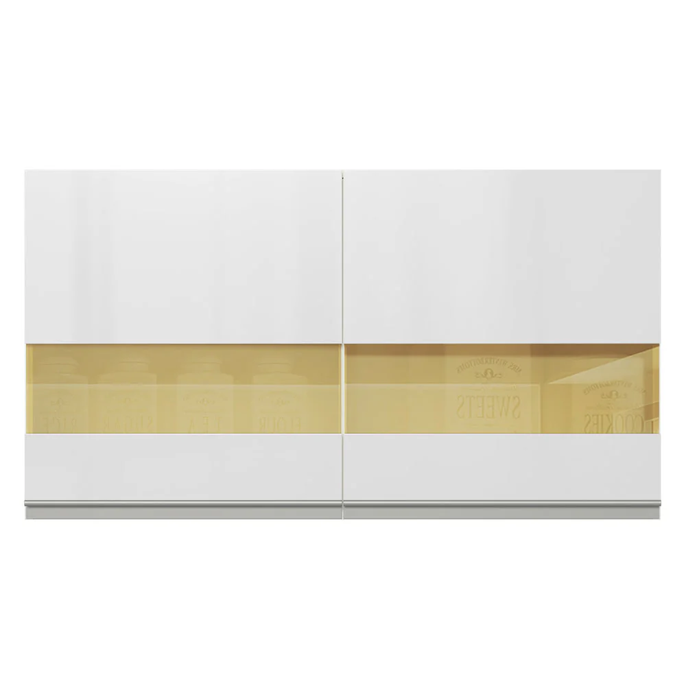 Alacena Cocina 100% MDF 120 cm 2 Puertas Vidrio Reflex Blanco Brillante Acordes Madesa - Image 6