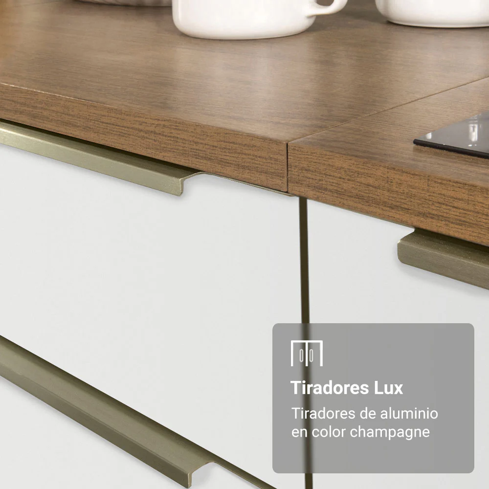 Alacena Cocina 120 cm 3 Puertas Marrón/Blanco Aterciopelado Lux Madesa - Image 7