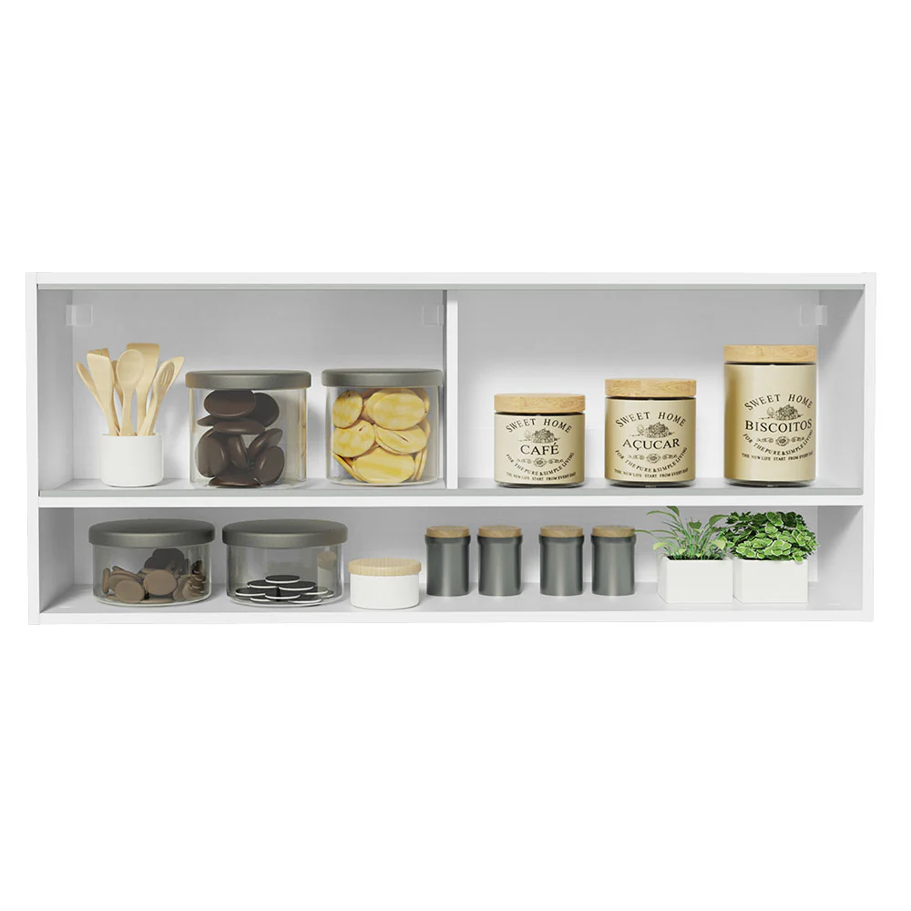 Alacena para Cocina 120 cm 2 Puertas Corredizas de Vidrio color Blanco Madesa - Image 3