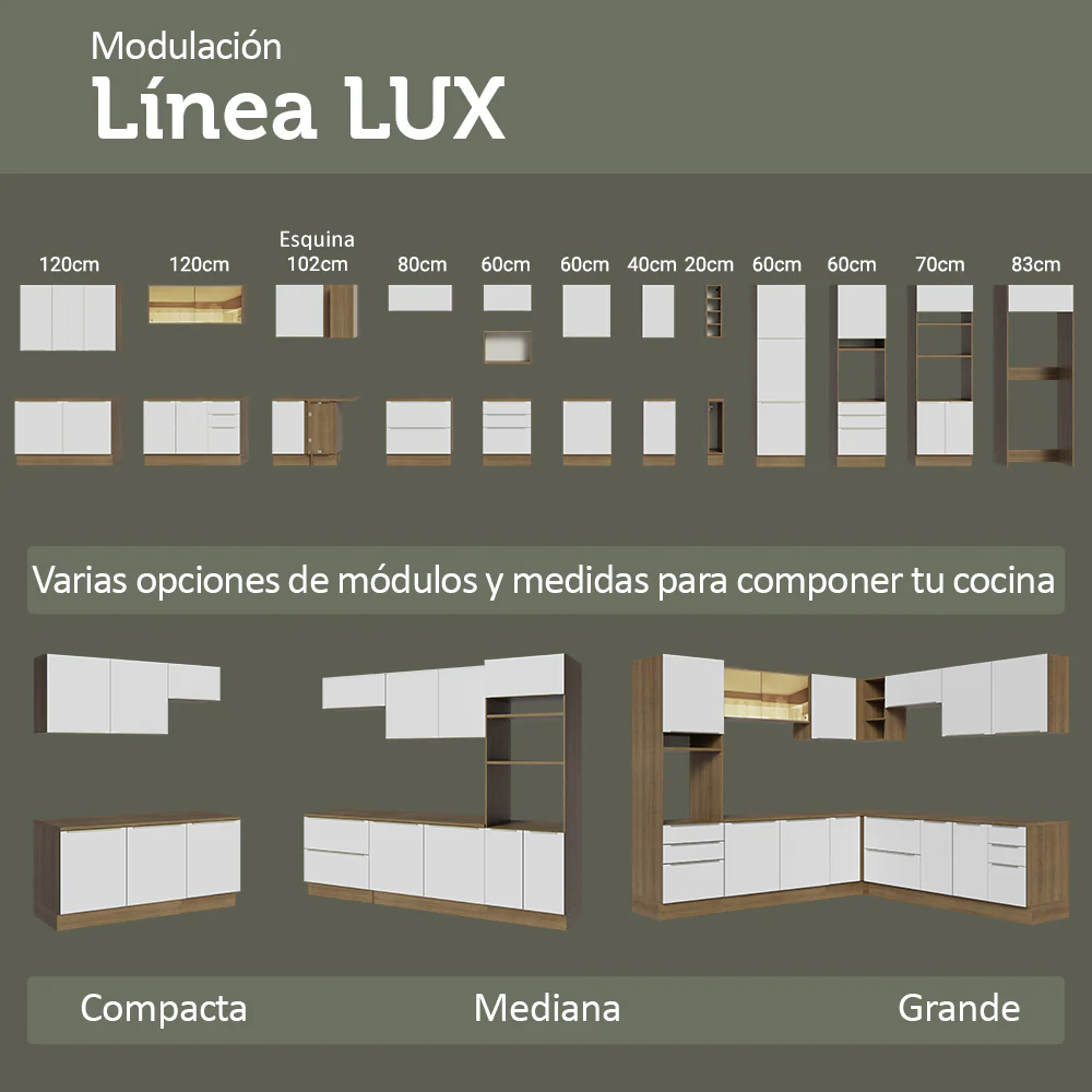 Alacena Cocina 60 cm 1 Puerta Abatible Marrón/Blanco Aterciopelado Lux Madesa - Image 9