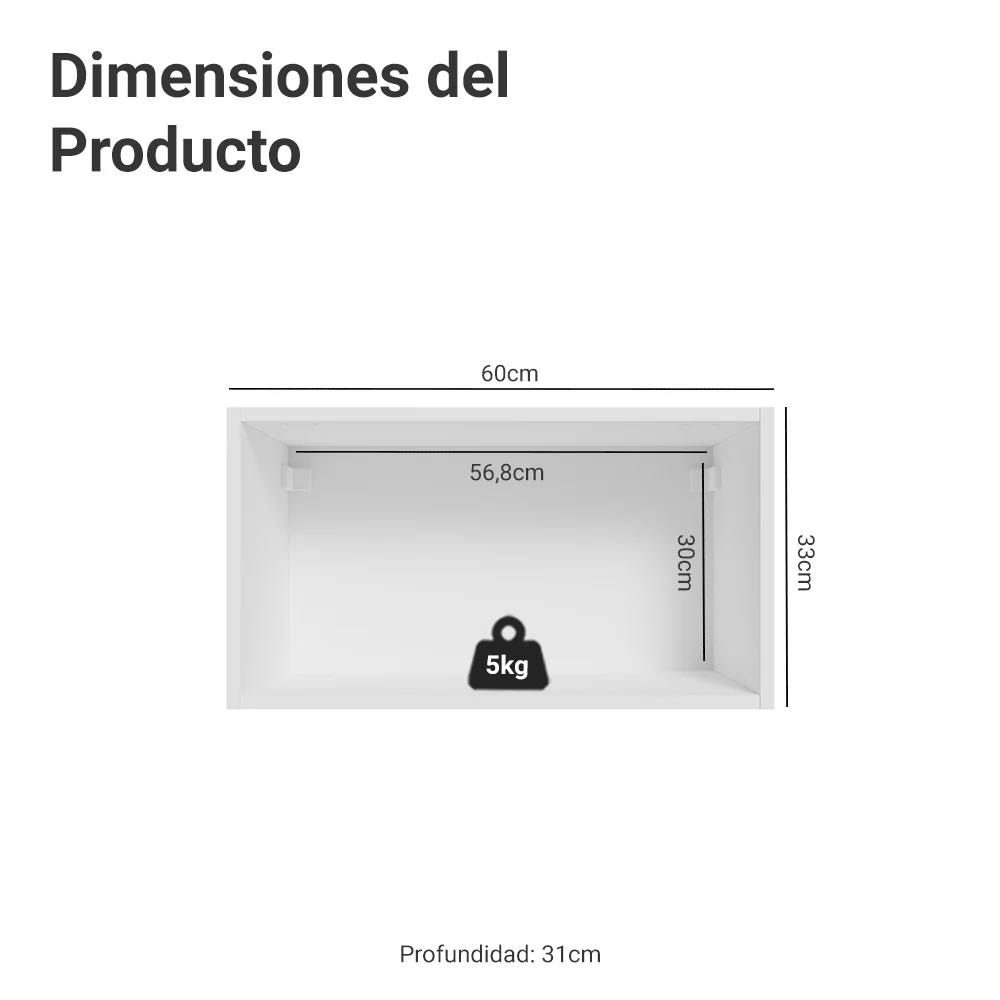 Alacena Cocina 60 cm 1 Pueta Abatible Blanco/Crema Vik Madesa - Image 2