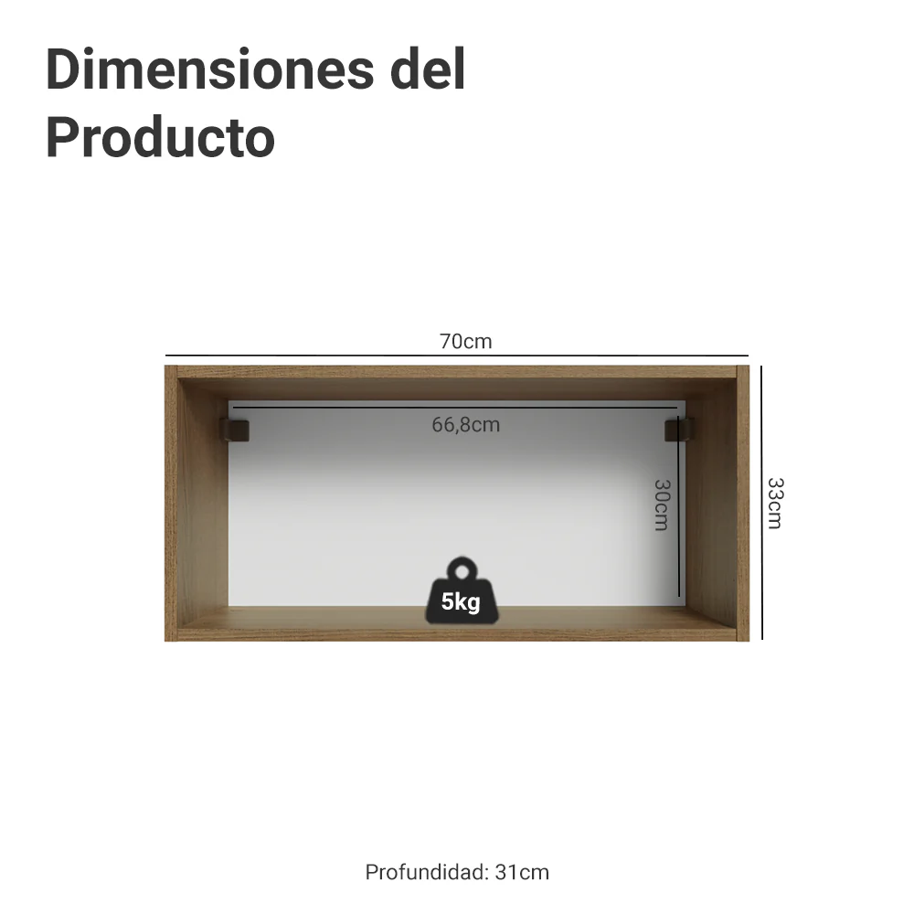 Alacena Cocina 70 cm 1 Puerta Marrón/Blanco Aterciopelado Lux Madesa - Image 2
