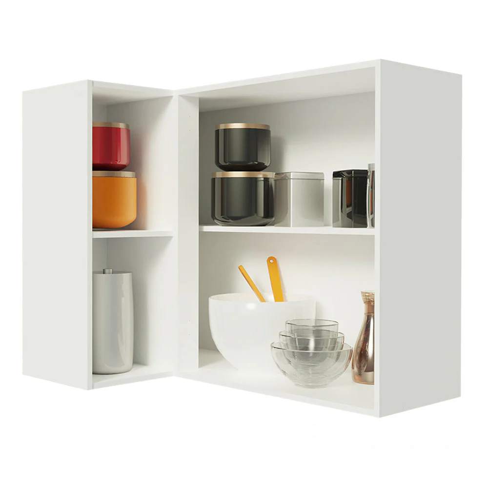 Alacena Cocina Esquinera 100% MDF con Porta Botellas Blanco/Crema Smart Madesa - Image 4
