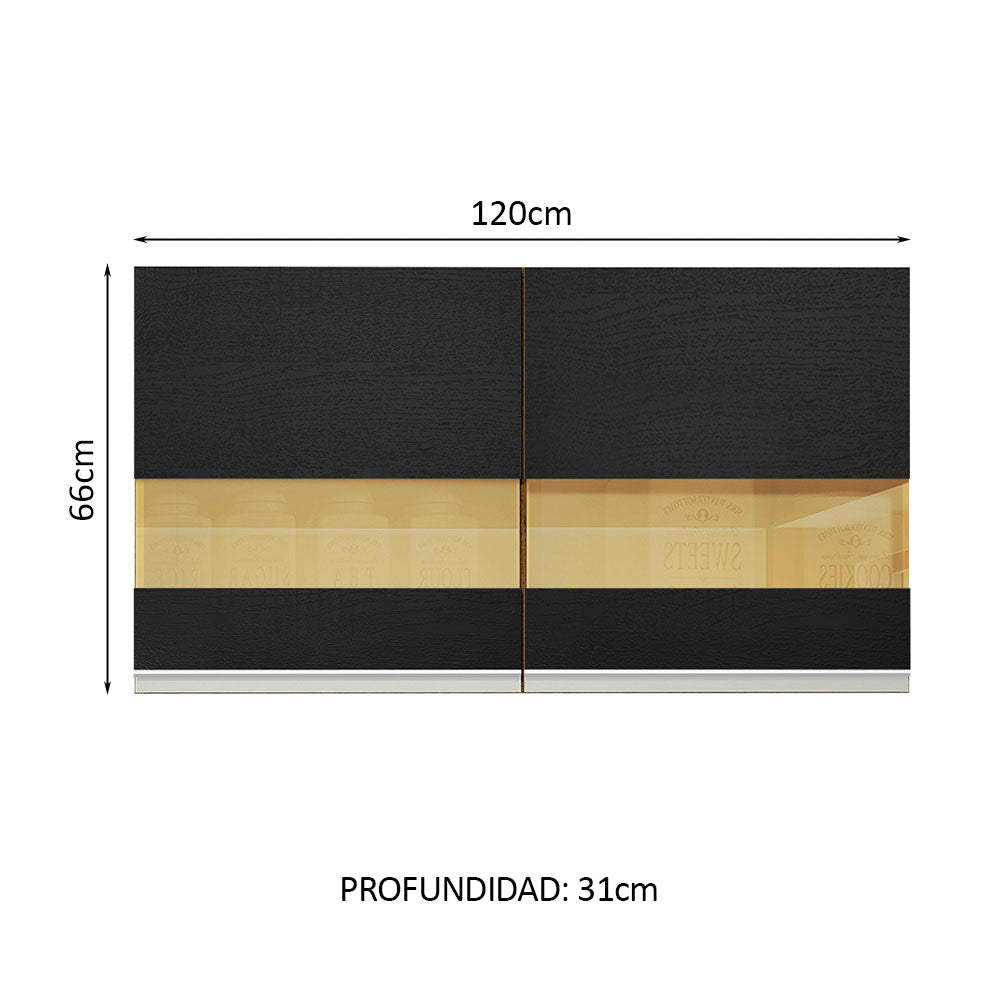 Alacena Gabinete Superior Cocina Madesa Glamy 120cm Marrón/Negro - Image 2