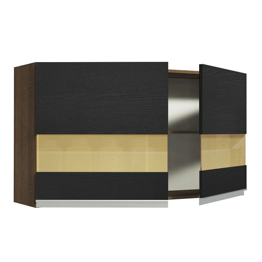 Alacena Gabinete Superior Cocina Madesa Glamy 120cm Marrón/Negro - Image 3