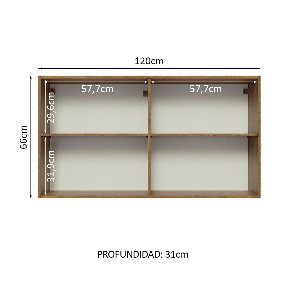 Alacena Gabinete Superior Cocina Madesa Glamy 120cm Marrón/Negro - Image 4