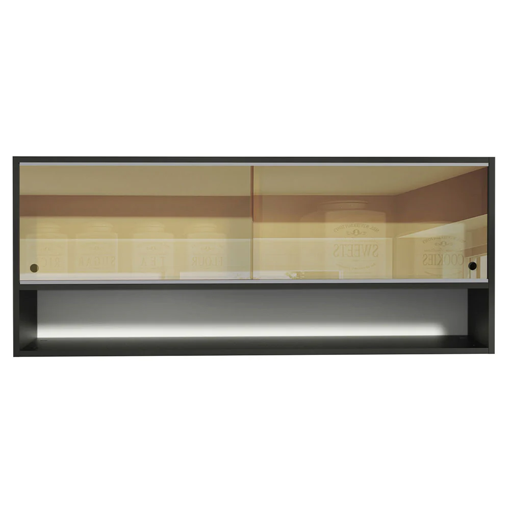 Alacena para Cocina 120 cm 2 Puertas Corredizas de Vidrio color Negro Madesa - Image 3
