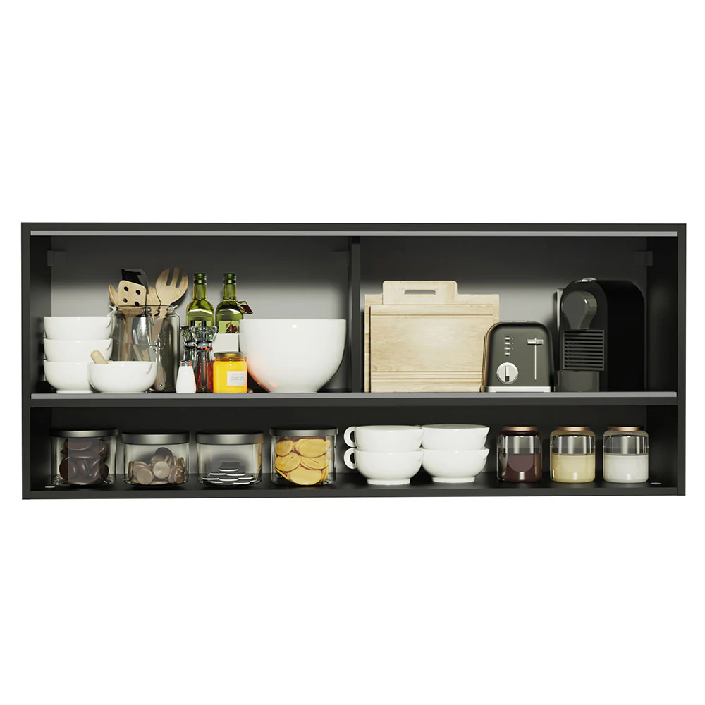 Alacena para Cocina 120 cm 2 Puertas Corredizas de Vidrio color Negro Madesa - Image 4
