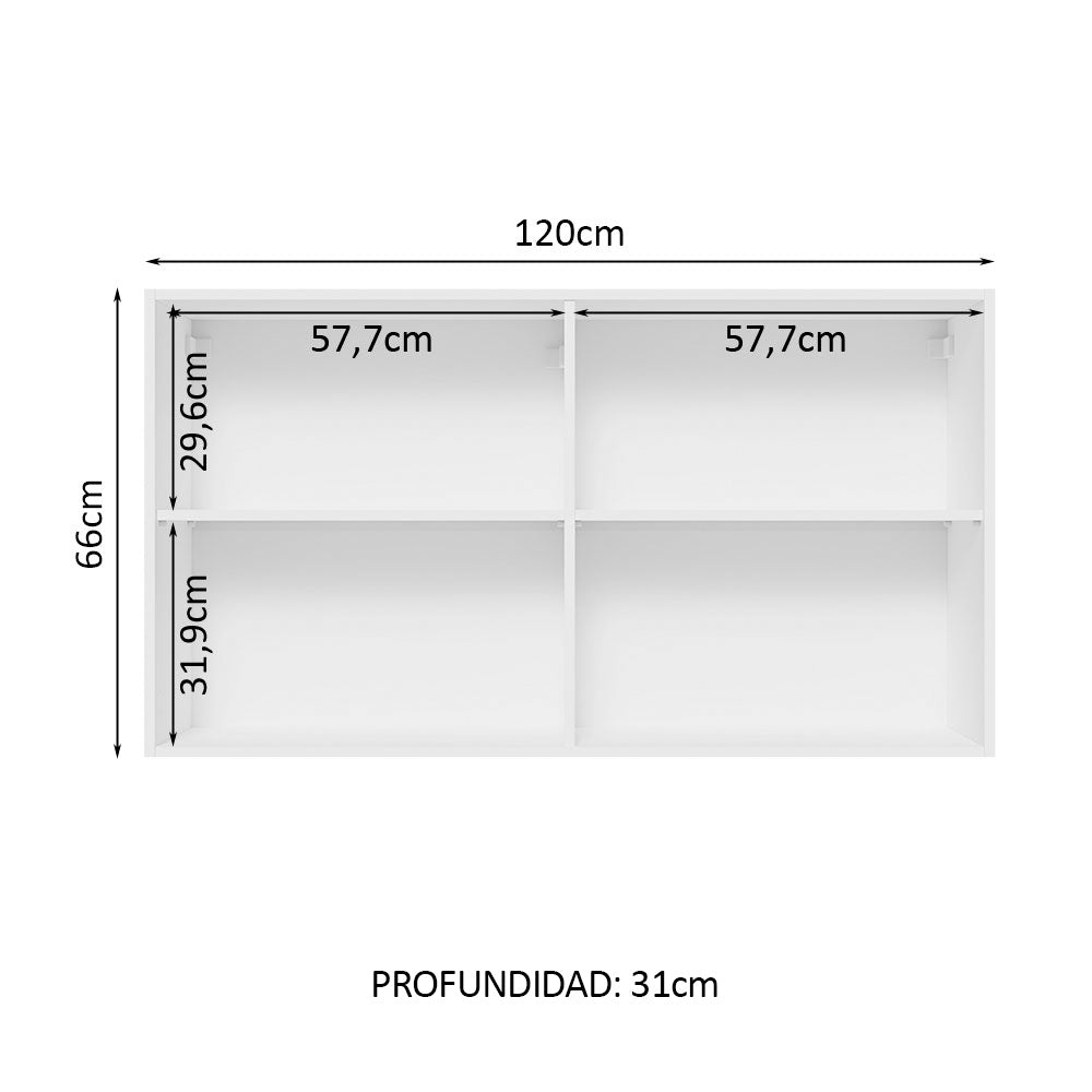 Alacena Gabinete Superior Madesa Glamy 120cm Blanco/Crema - Image 4