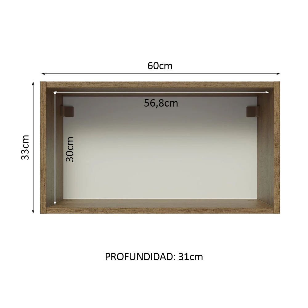Alacena Madesa Glamy 60 cm 1 Puerta Rebatible Marrón/Blanco - Image 2
