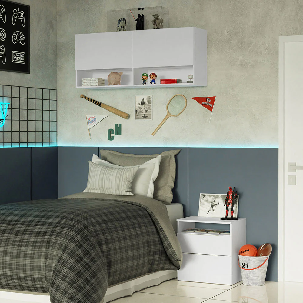 Alacena para Dormitorio con Nicho y Repisa 120 cm Blanco Madesa - Image 3