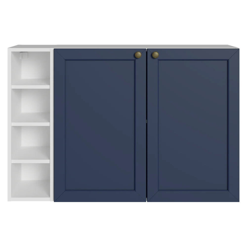 Aparador Vajillero con Bodega para botellas 100cm 2 Puertas Blanco/Azul Vik 16 - Image 9