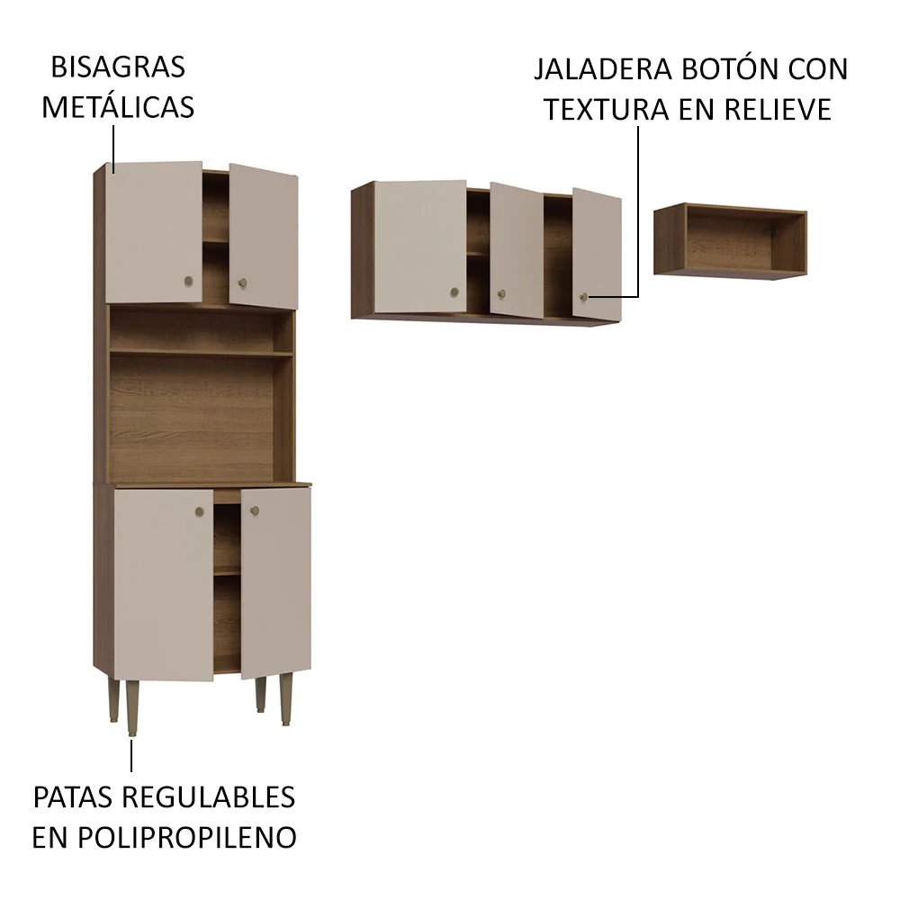 Armario Cocina Compacta 235cm Marrón/Crema Gourmet 01 - Image 3