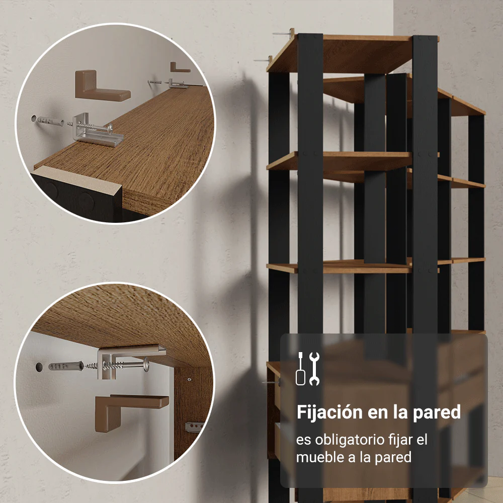 Armario Organizador Multiuso para Libros Madesa 210cm MN - Image 8