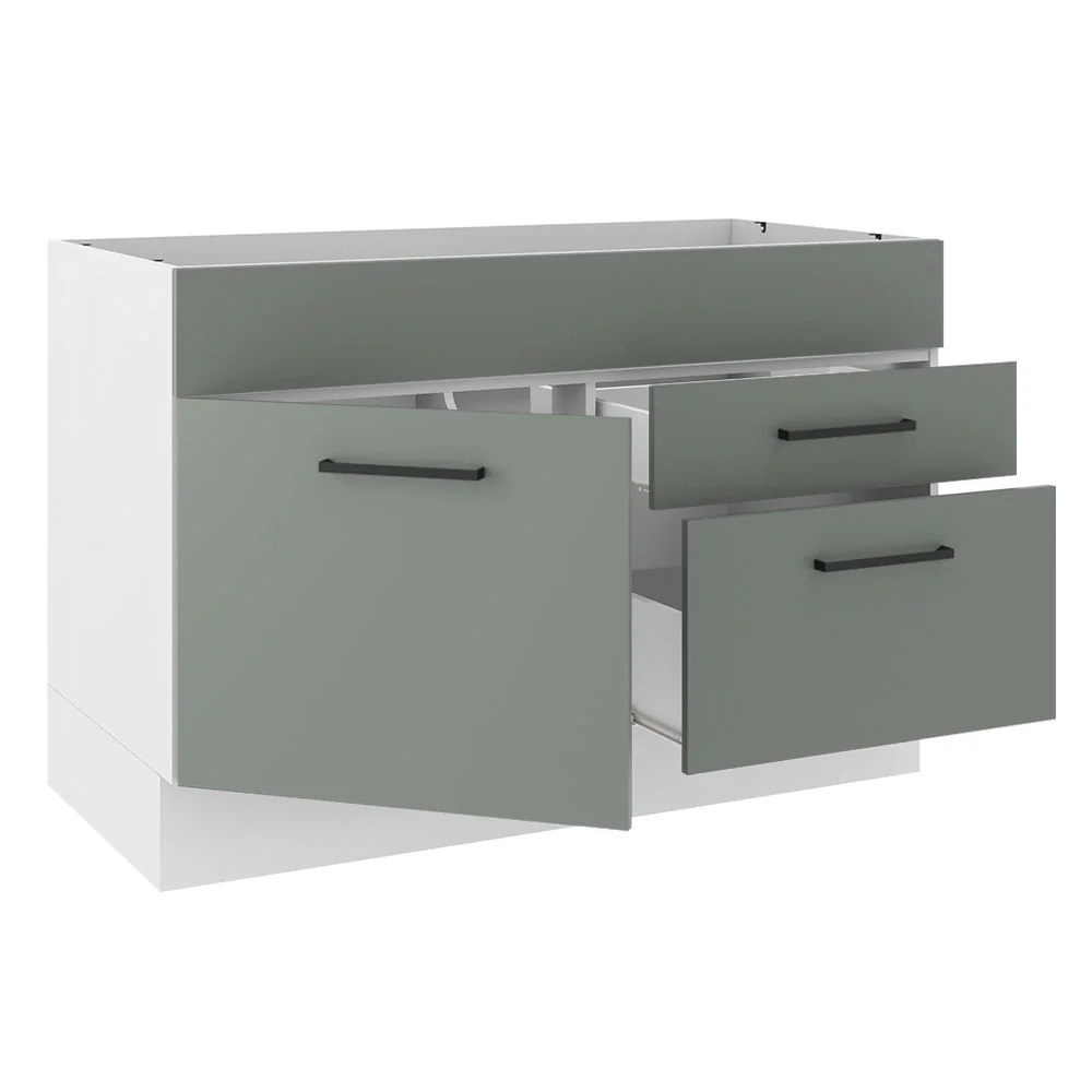 Bajo Mesada para Bacha 120 cm 2 Cajones 1 Puerta (Sin Mesada y Bacha) Blanco/Gris Agata Madesa - Image 6