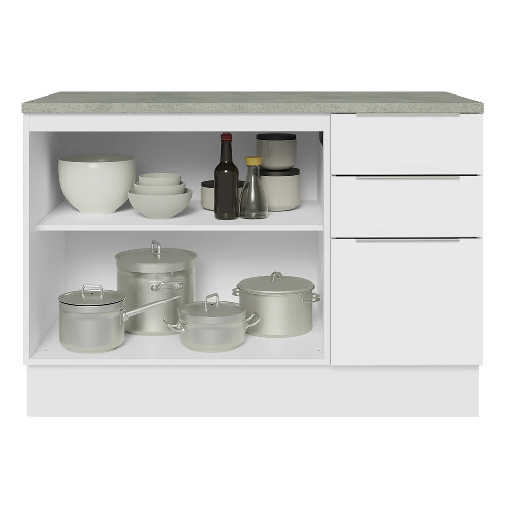 Bajo Mesada Cocina 120 cm 3 Cajones 2 Puertas (Con Mesada) Blanco Stella Madesa - Image 8