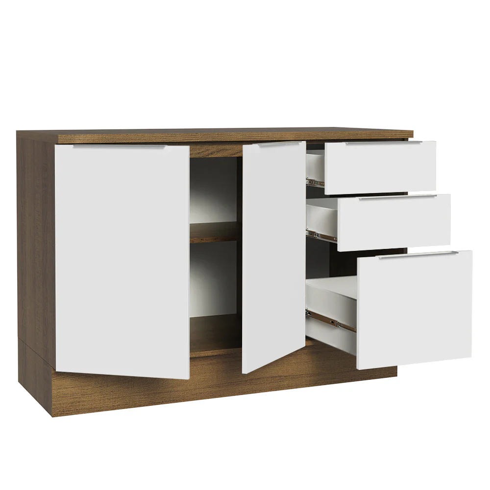 Bajo Mesada Cocina 120 cm 3 Cajones 2 Puertas (Con Mesada) Marrón/Blanco Stella Madesa - Image 7