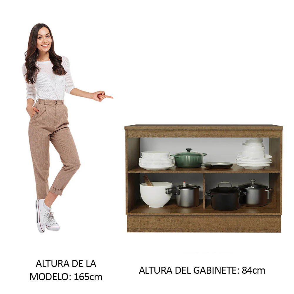 Bajo Mesada Cocina 120 cm 2 Puertas (Con Mesada) Marrón/Gris Agata Madesa - Image 4