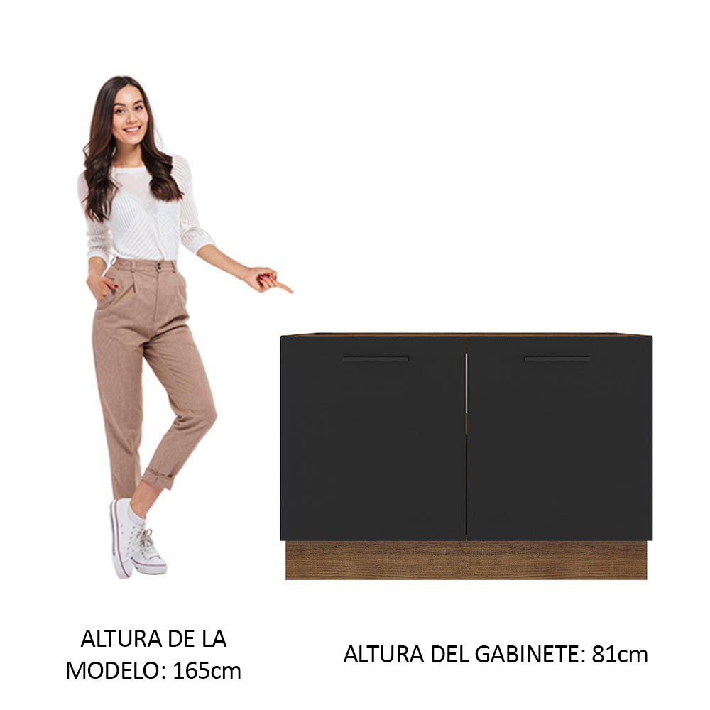 Bajo Mesada para Bacha 120 cm 2 Puertas (Sin Mesada y Bacha) Marrón/Negro Agata Madesa - Image 3