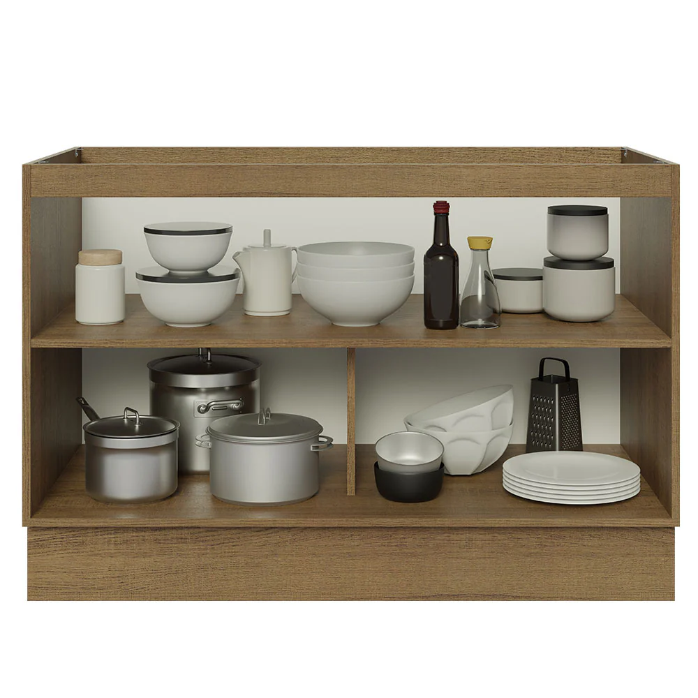Bajo Mesada Cocina 120 cm x 60 cm, 2 Puertas Lux Marrón/Negro - Image 6