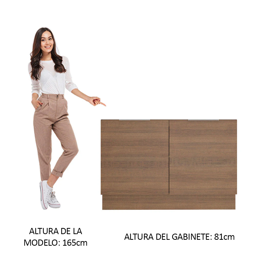 Bajo Mesada para Bacha 120 cm 2 Puertas (Sin Mesada y Bacha) Marrón Stella Madesa - Image 3