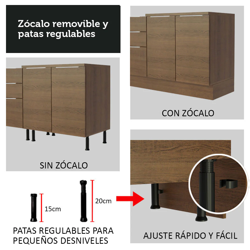 Bajo Mesada para Bacha 120 cm 2 Puertas (Sin Mesada y Bacha) Marrón Stella Madesa - Image 8