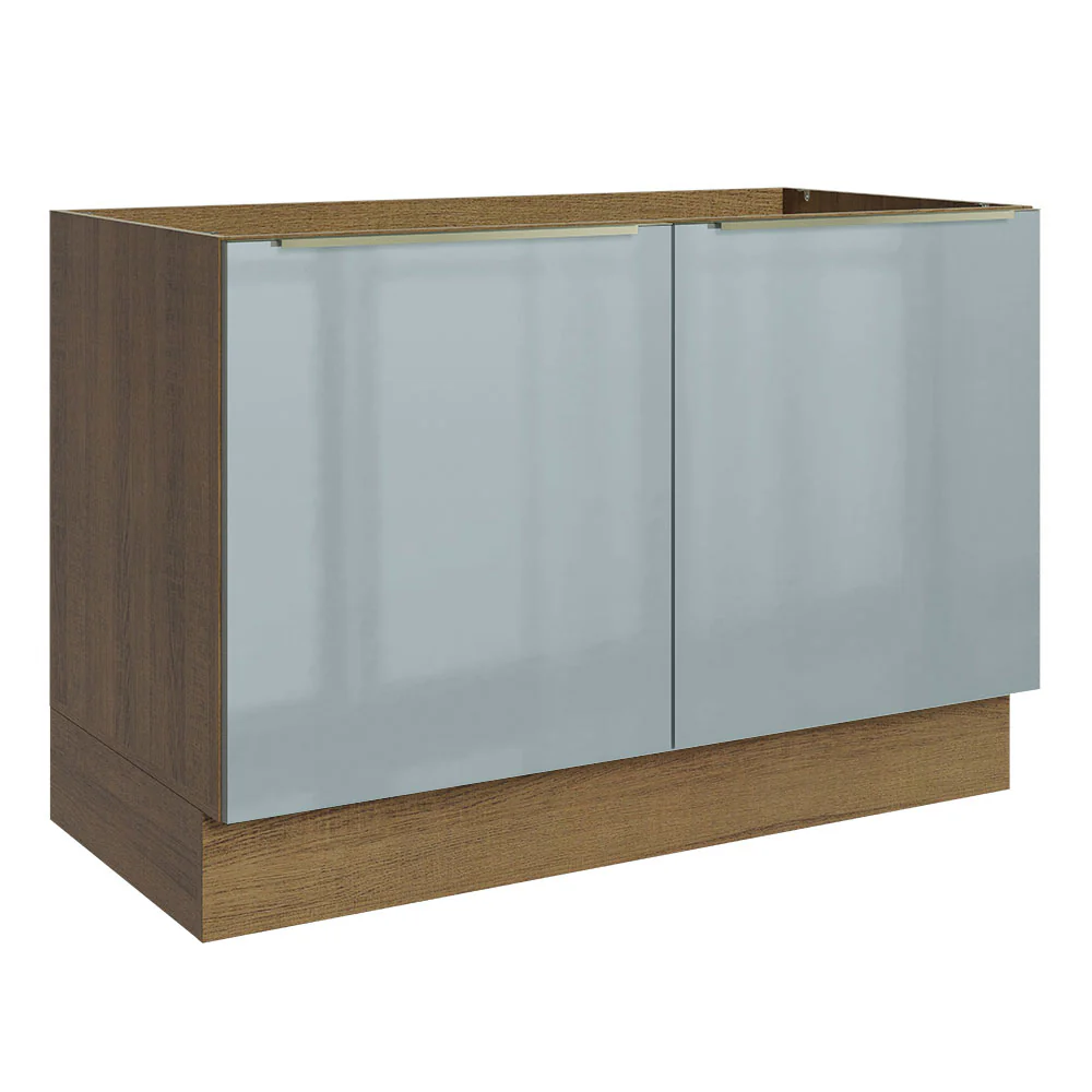 Bajo Mesada Cocina 120 cm x 60 cm, 2 Puertas Lux Marrón/Gris