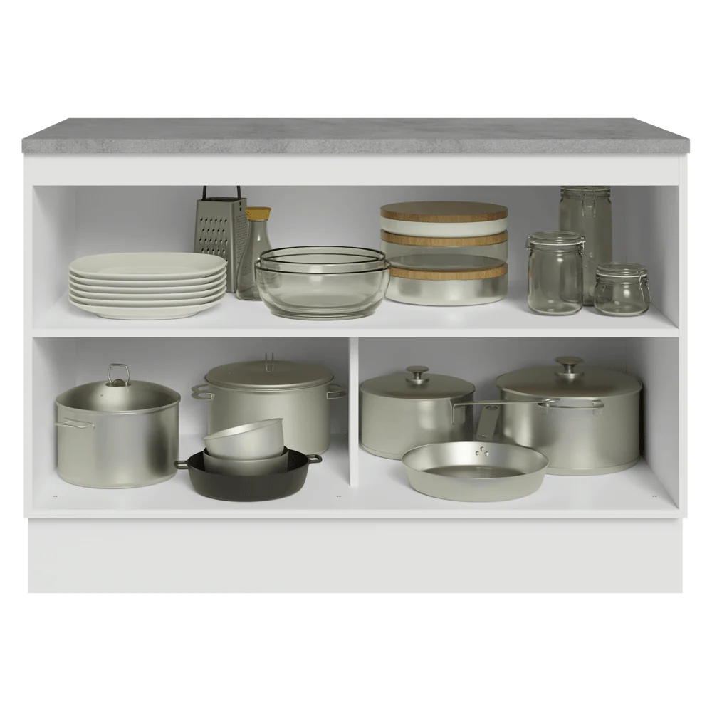 Bajo Mesada Cocina 120 x 60 cm 2 Puertas (Con Mesada) Blanco/Crema Vik Madesa - Image 4