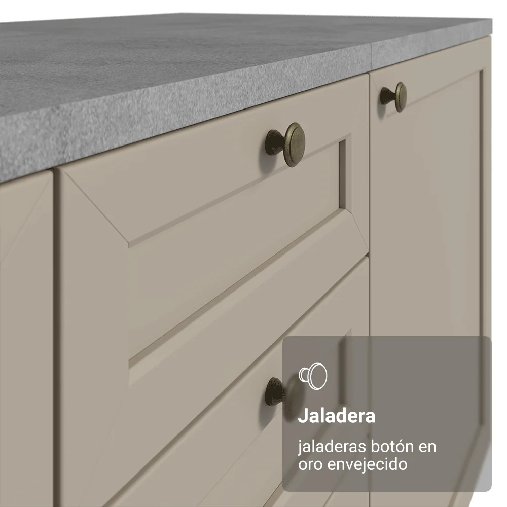 Bajo Mesada Cocina 120 x 60 cm 2 Puertas (Con Mesada) Blanco/Crema Vik Madesa - Image 5