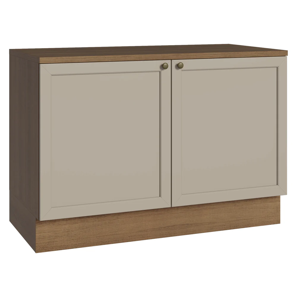 Bajo Mesada Cocina120 x 60 cm 2 Puetas (Con Mesada) Marrón/Crema Vik Madesa