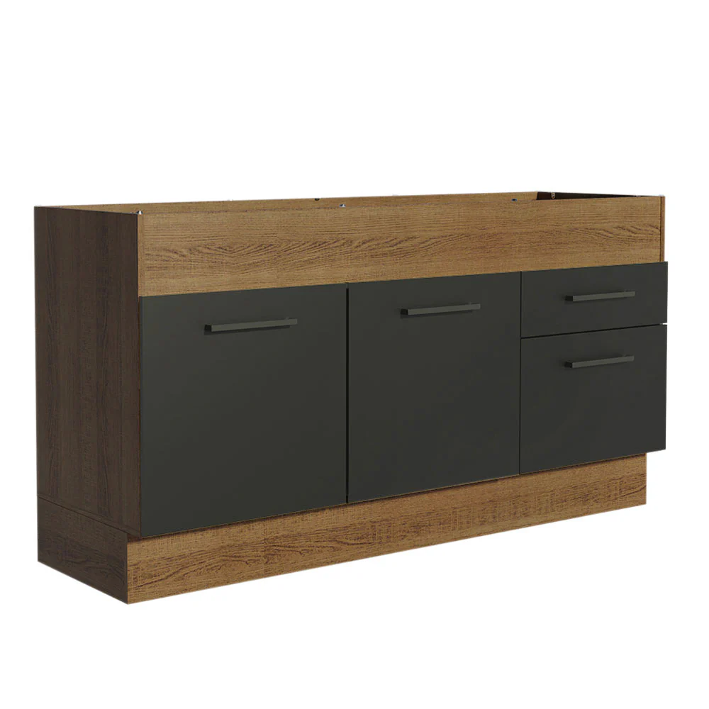 Bajo Mesada 150 cm 2 Cajones 2 Puertas Agata Marrón/Negro - Image 2