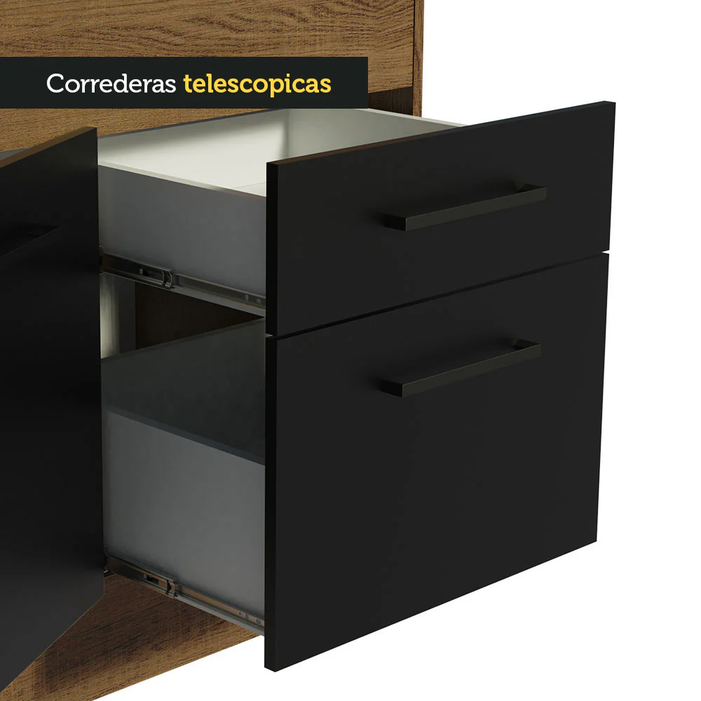 Bajo Mesada 150 cm 2 Cajones 2 Puertas Agata Marrón/Negro - Image 6