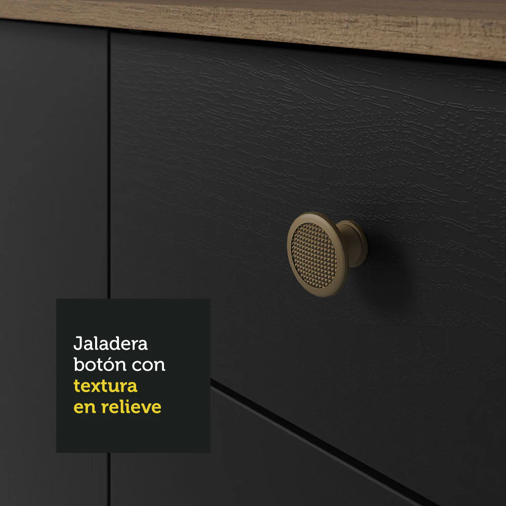 Bajo Mesada 3 Puertas y 2 Cajones 105cm con Bacha Marrón/Negro Gourmet - Image 6