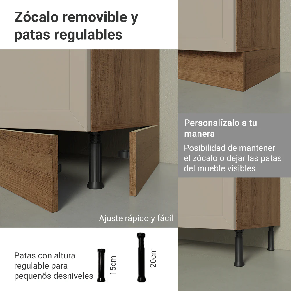 Bajo Mesada 40 cm 1 Pueta Marrón/Crema Vik Madesa - Image 10