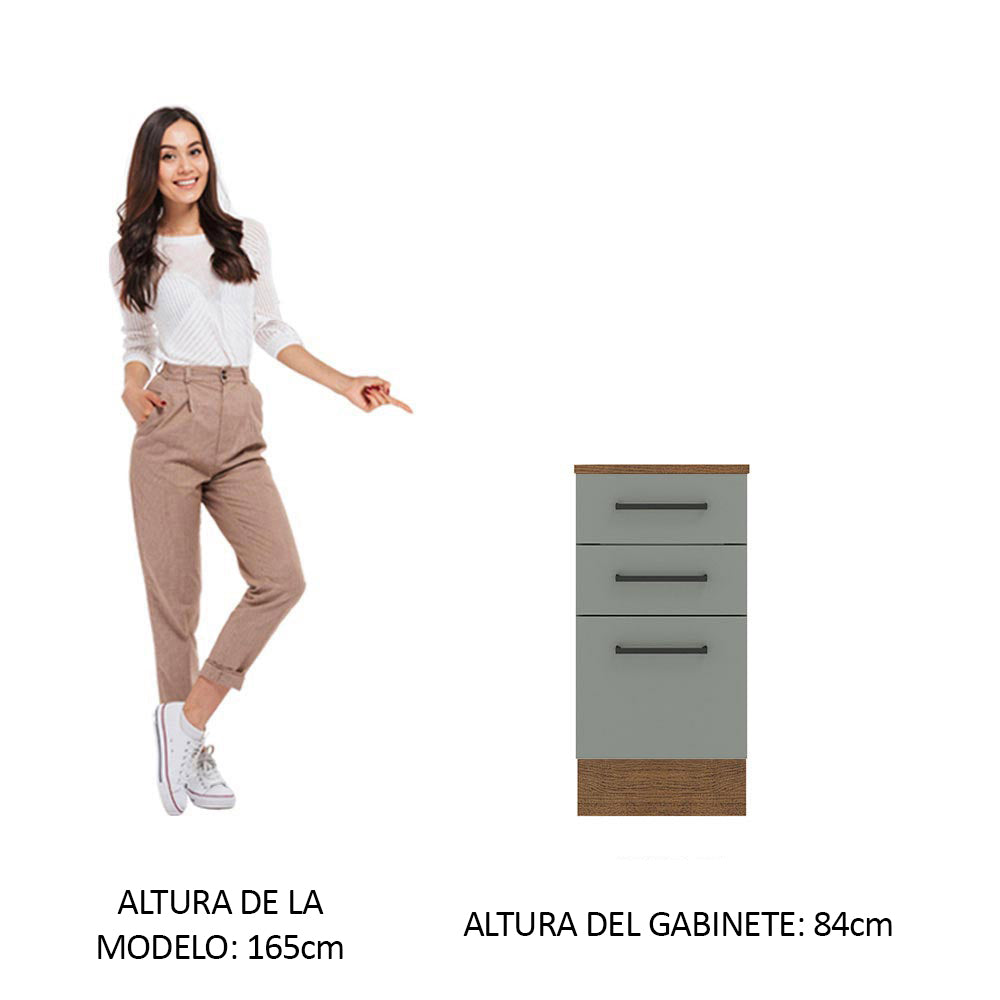 Bajo Mesada 40 cm 3 Cajones Agata Marrón/Gris - Image 3